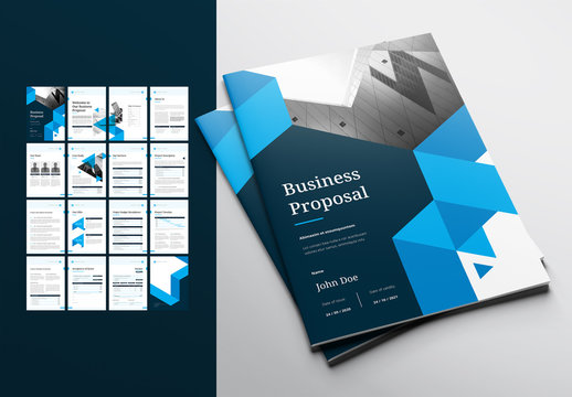 Business Proposal Layout with Blue Accents
