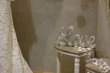 written love near wedding dress