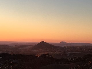 sunset in the mountains at winter time