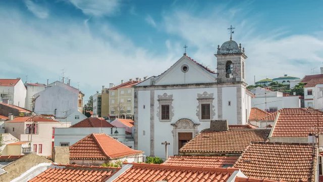 Cathedral in Odivelas, Portugal. Beautiful day view. District of Lisbon.