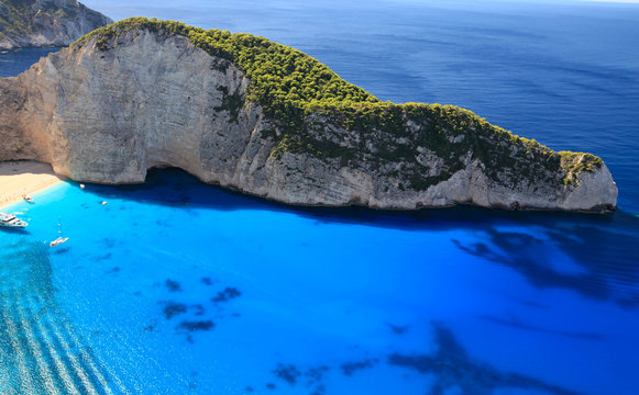 Greece, the island of Zakynthos. Beautiful view from above to Navagio beach