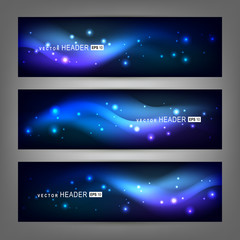 Fototapeta na wymiar Abstract colorful dynamic elements, shiny space. Website header or banner set. Vector illustration EPS10