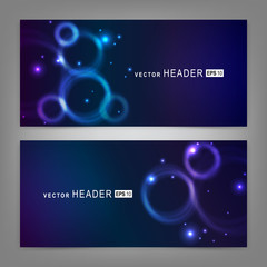 Abstract colorful glowing circles. Website header or banner set. Vector illustration EPS10