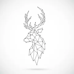 Deurstickers Geometric Deer silhouette. Image of Deer in the form of constellation. Vector illustration. © greens87