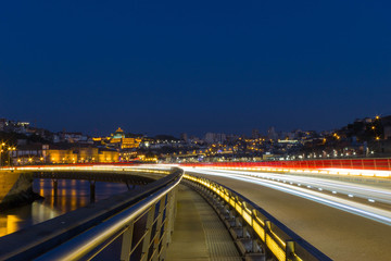 Passing over river at night