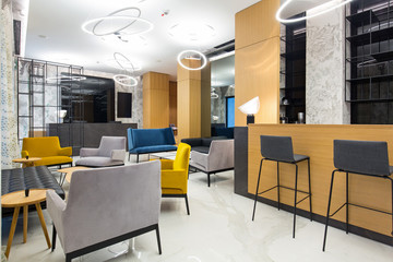 Interior of a modern hotel lobby