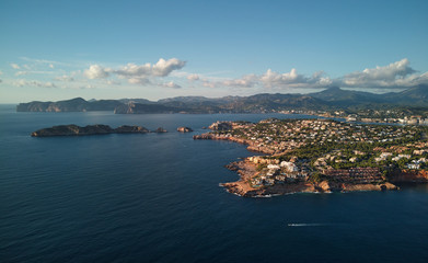Aerial view coastline near Port Adriano. Mallorca