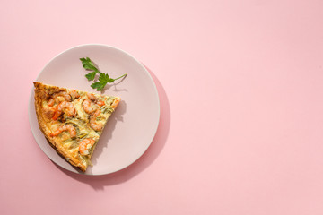 Homemade quiche of vegetables and prawns