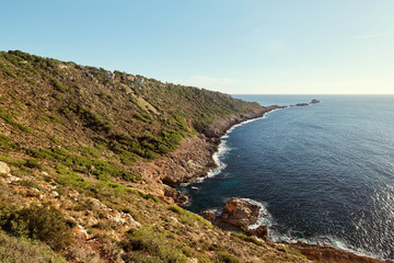 Fototapeta na wymiar Es Ribell rocky coastline of Majorca. Spain