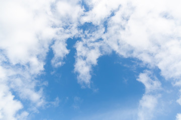 Puffy clouds up in the blue sky