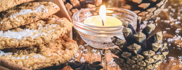 Homemade oatmeal cookies, cinnamon and anise seeds