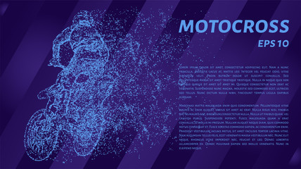 Motocross of pink glowing dots. Particle motocross. Vector illustration.