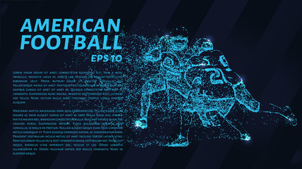 American football fight for the ball. American football consists of circles and dots. Vector illustration.