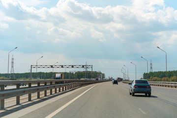 Industrial roadway with cars driving