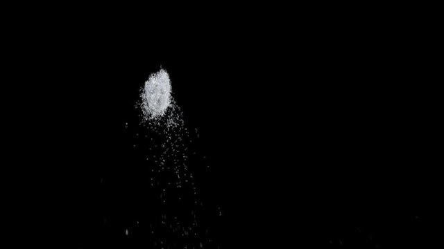 4K texture of snowball hitting wall isolated on black with alpha