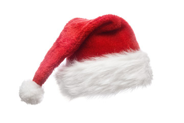 Obraz na płótnie Canvas Red Santa Claus hat isolated on white.