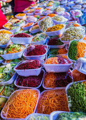 Vegetables and veggies packed at a free street fair in Brazil