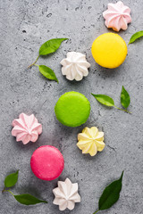 Colorful French sweet Macaroons dessert cake