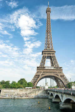 Seine river Eiffel tower Paris France