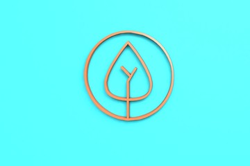 orange 3D illustration and blue background