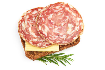 Smoked Sausage Sabdwich, isolated on a white background. Close-up.