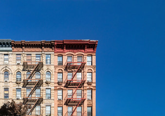 Colorful historic buildings on 4th Street in the East Village of Manhattan in New York City