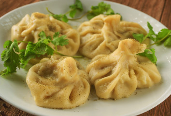 Khinkali with lamb and spices