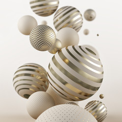 Fototapeta premium Flying gray and golden spheres. 3d illustration.