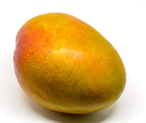 one ripe juicy mango fruit on white background