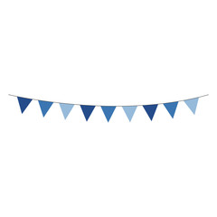 Blue Bunting Banner - Shades of blue bunting banner hung on gray string - 236350823