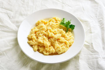 Plate with scrambled eggs