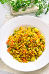 Vegetarian pilaf on plate