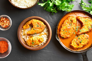 Fish curry with rice