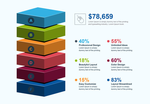 3D Block Stack Infographic Layout