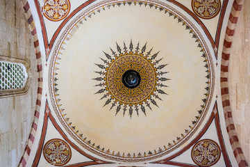 Edirne/Turkey - May 26 2016: Dome detail of Selimiye Mosque from interior, Edirne, Turkey.