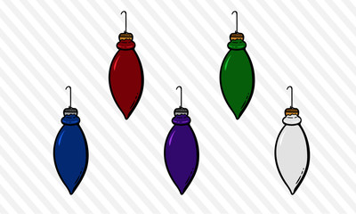 Long Christmas Ornaments Simple Illustration