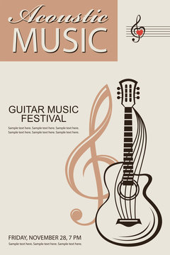 banner with guitar for acoustic music concert or festival
