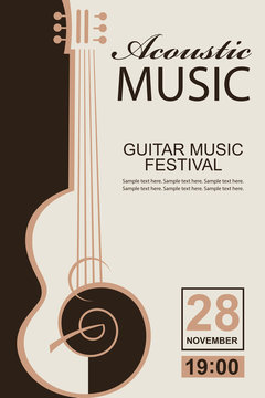 banner with guitar for acoustic music concert or festival