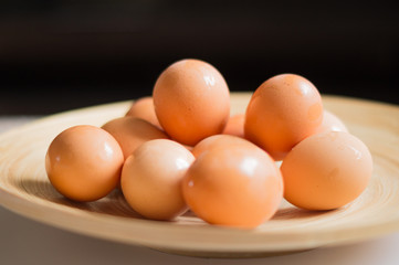 eggs on a wooden dish