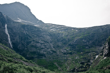 Trollstigen. Travel to Norway. A stunning view of Norway&rsquo;s famous landmark - the legendary staircase or the trolls road. View above the observation deck