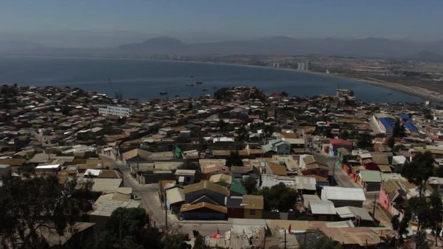 panoramic view of the coast and city of Coquimbo chile