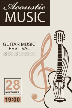 banner with guitar for acoustic music concert or festival