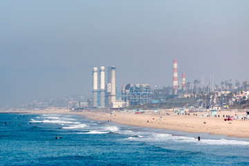 Los Angeles Coastline and Industries Near the Beach