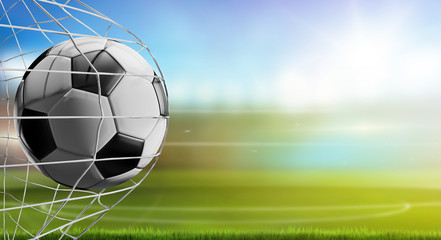 soccer ball in net. soccer goal 3d-illustration © wetzkaz