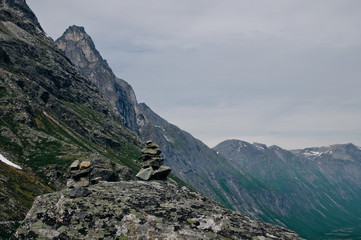 Trollstigen. Travel to Norway. A stunning view of Norway’s famous landmark - the legendary staircase or the trolls road. View above the observation deck