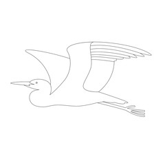  flying  heron ,vector illustration, profile view