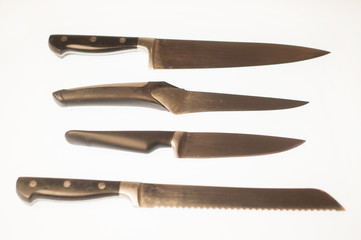Knives composition on white background