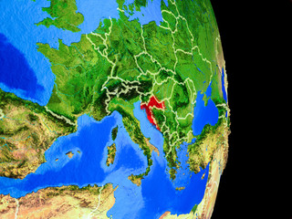Croatia on realistic model of planet Earth with country borders and very detailed planet surface.