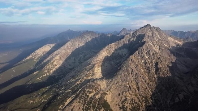 Aerial view of Gerlachov Peak (Gerlachovsky stit) and High Tatras mountains, Slovakia