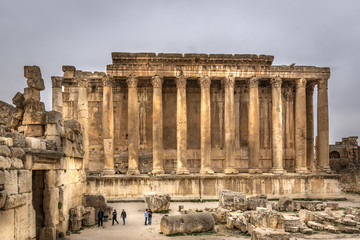Balbek, Lebanon - Feb 13th 2018 - Tourists and locals in ruins of Balbek, heritage site of Unesco in Lebanon © LMspencer